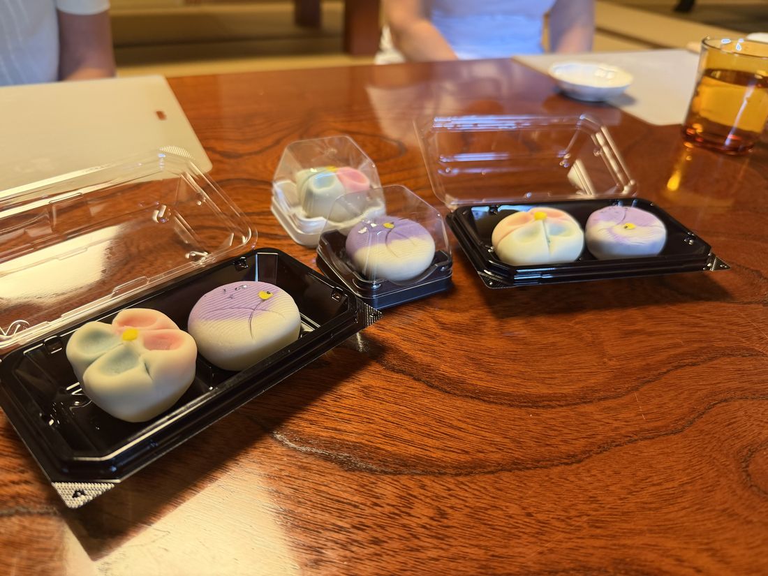 Wagashi sweets on a tray